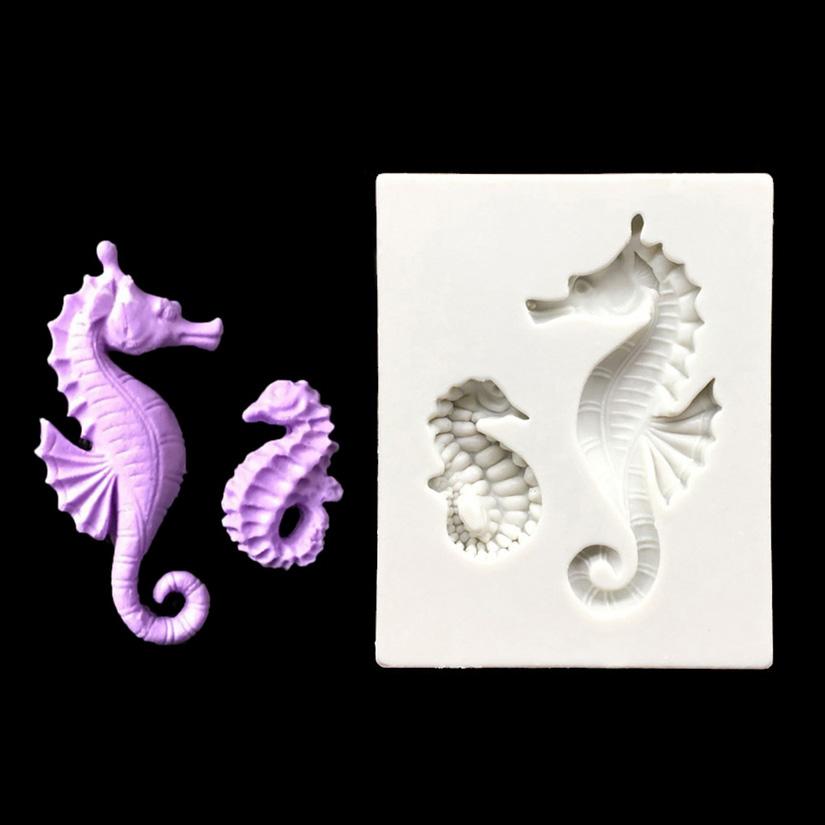 2 Seahorses 100% Platinum Silicone Sugarcraft Mold Fondant Cake Decorating Tools Bakeware