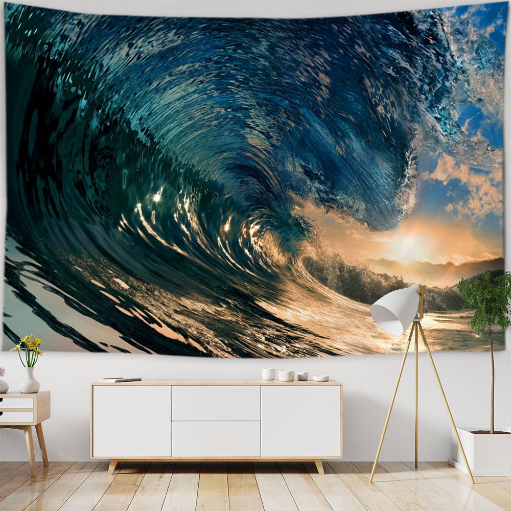 Beach Starry Tapestry Home Decor Living Room Natural Moon Sea Landscape Tapestry Fabric Hippie Wall Hanging Tapestry Tapiz