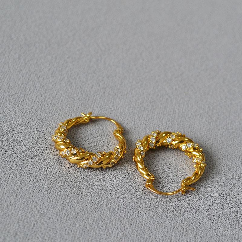 Niche Personality Fashion Simple Ring Twist Winding Micro Zircon Shining Earrings Earrings Earrings Women
