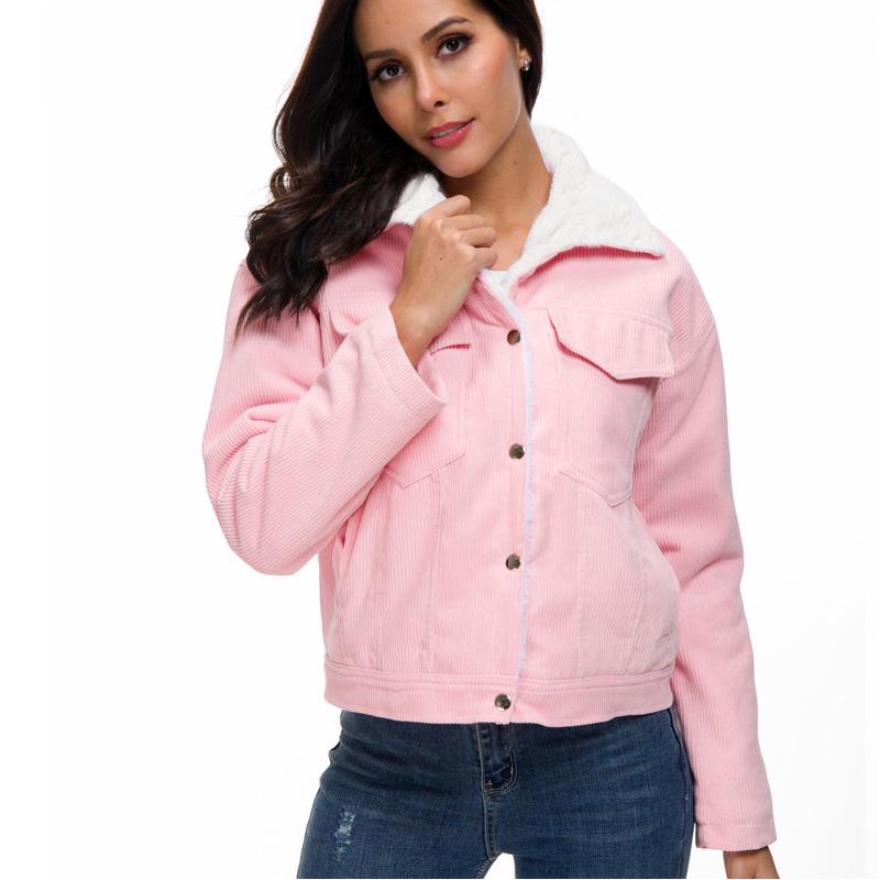 Вельветовая милая верхняя одежда, зимние толстые пальто на подкладке из искусственного меха, парки, женские однотонные куртки-бомберы для девочек