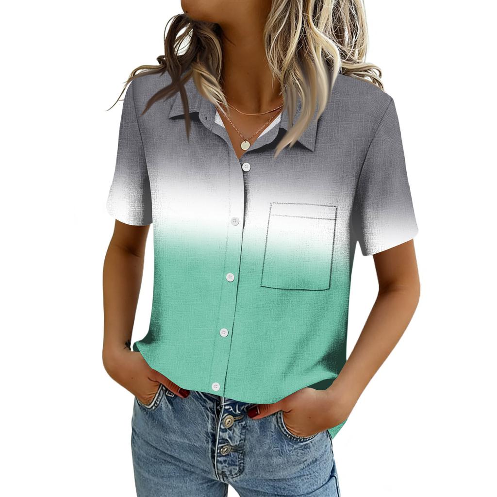 Женские блузки с коротким рукавом, рубашки на пуговицах, деловые повседневные нарядные рабочие топы, летняя весенняя одежда