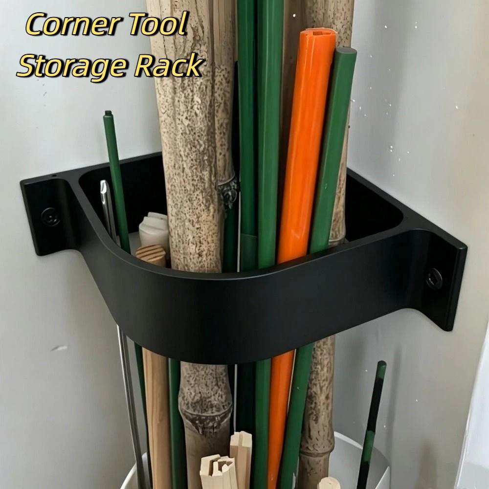 Drill Install Corner Tool Storage Rack Heavy Duty Pole Organizer Rack Yard