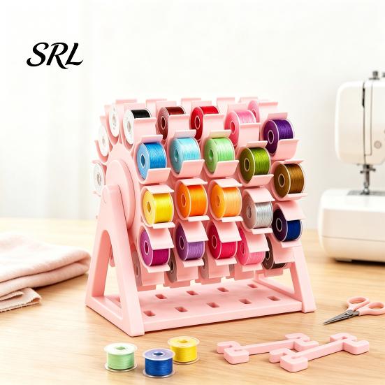 Spool Storage Rack Rotating Sewing Thread Organizer, 60 Spools Capacity 360 Degree Swivel Craft Room Organization Rack, Embroidery Holder for