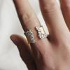 Luxury Female White Zircon Stone Ring Classic Gold Color Engagement Ring Adjustable Charm Wide Crystal Wedding Rings For Women