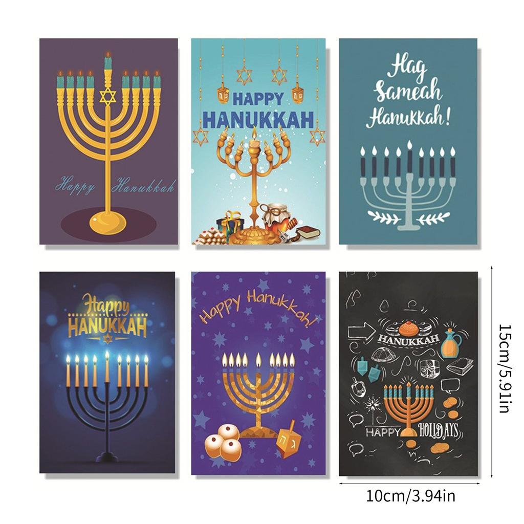 30Pcs Candle Candlestick Hanukkah Greeting Card with Envelopes Jewish Holiday for Men Women Jewish Invitation Notecard