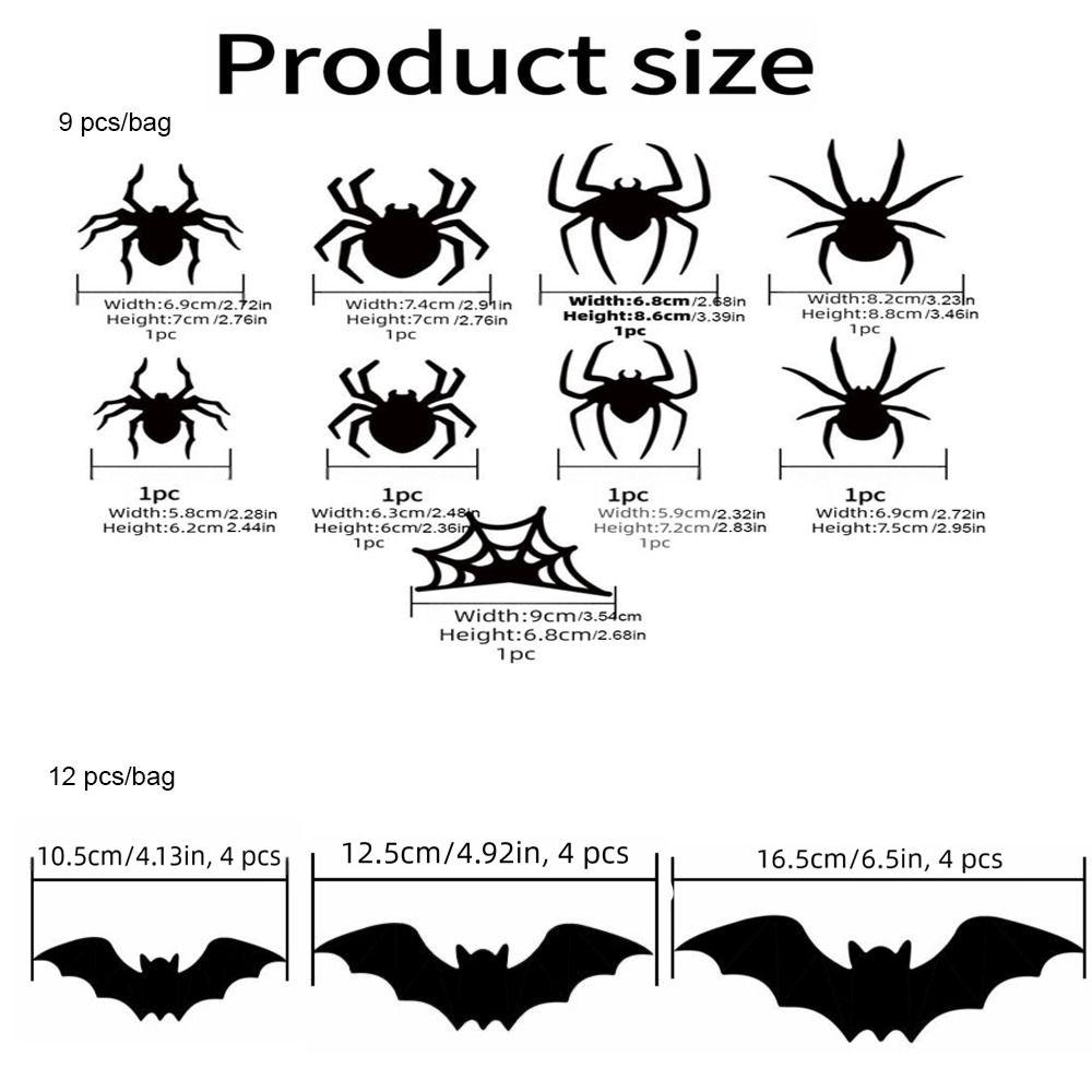 3D Bat LED Glow Wall Stickers Glow in The Dark 3D Spider Bat Wall Stickers Halloween Party