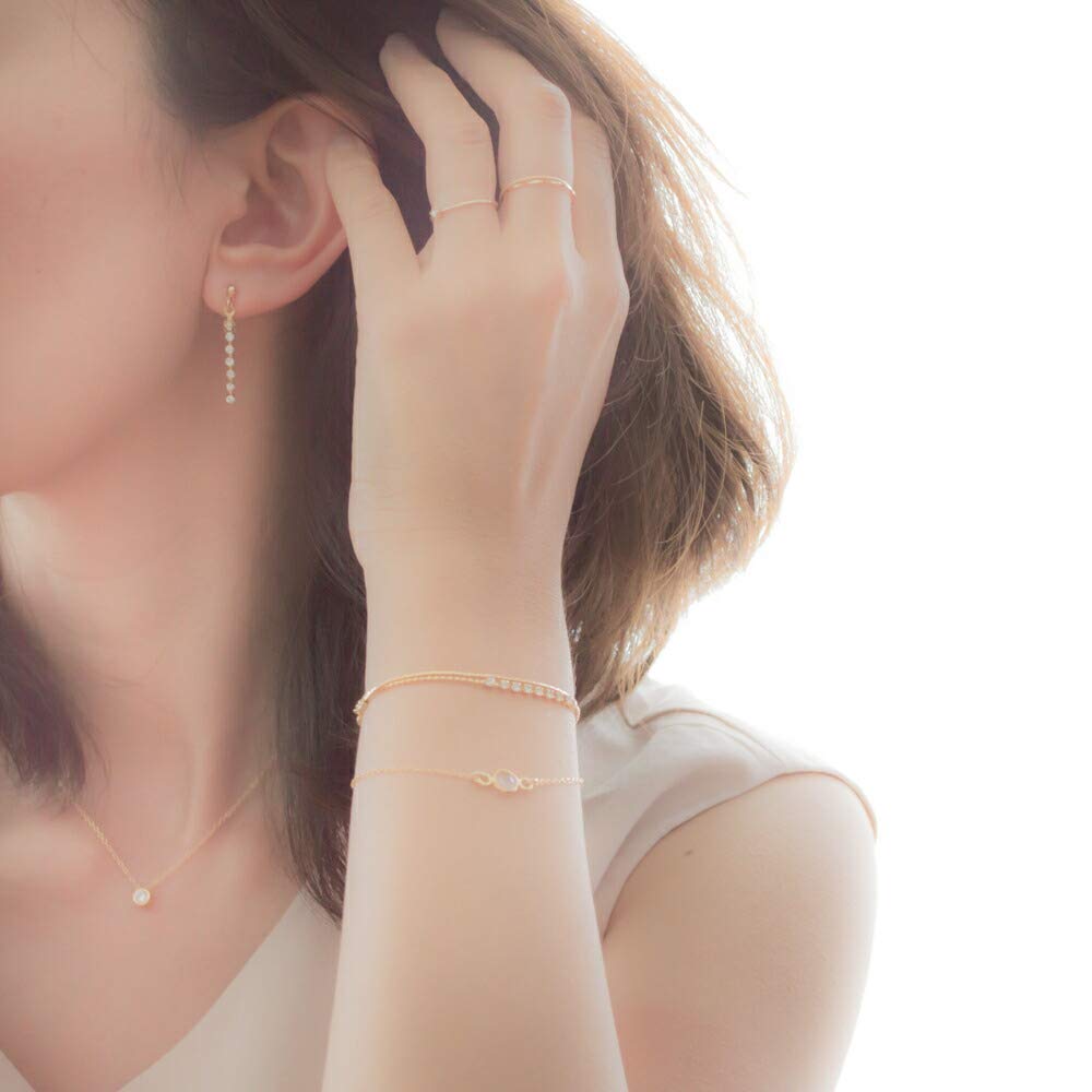 Naot Jewelry Women's Zirconia Necklace [Gift Box Included] Gold 14kgf Round CZ Necklace