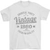 Vintage Year 46th Birthday 1980 Unisexs TShirt 100 Cotton White