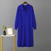 Autumn and Winter Women's Sweater Dress Polo Neck Bottom Knitting Long Dress Loose Plus Size Solid Colour Dresses