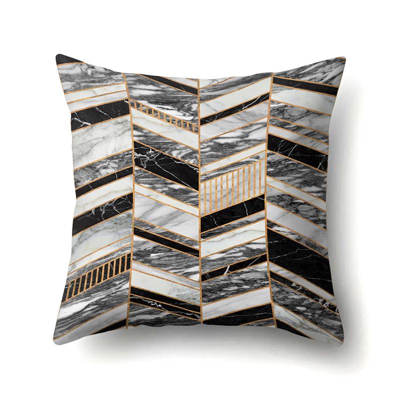 Nordic Ins Marble Polyester Pillowcase Car Decoration Home Printed Waist Cushion Pillowcase