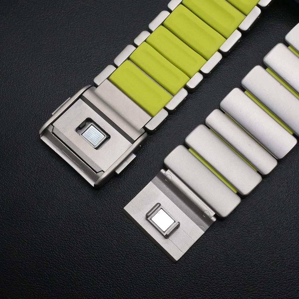Титановые ремешки для Apple Watch Band Ultra 3/2 49 мм Мужской резиновый браслет для IWatch Серии 11 10 9 8 7 6 5 4 SE3 44мм 45мм 46мм