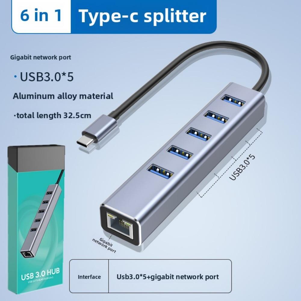 USB 3.0 Gigabit Ethernet Hub 4-портовый разветвитель с адаптером типа C для расширения сети ноутбука