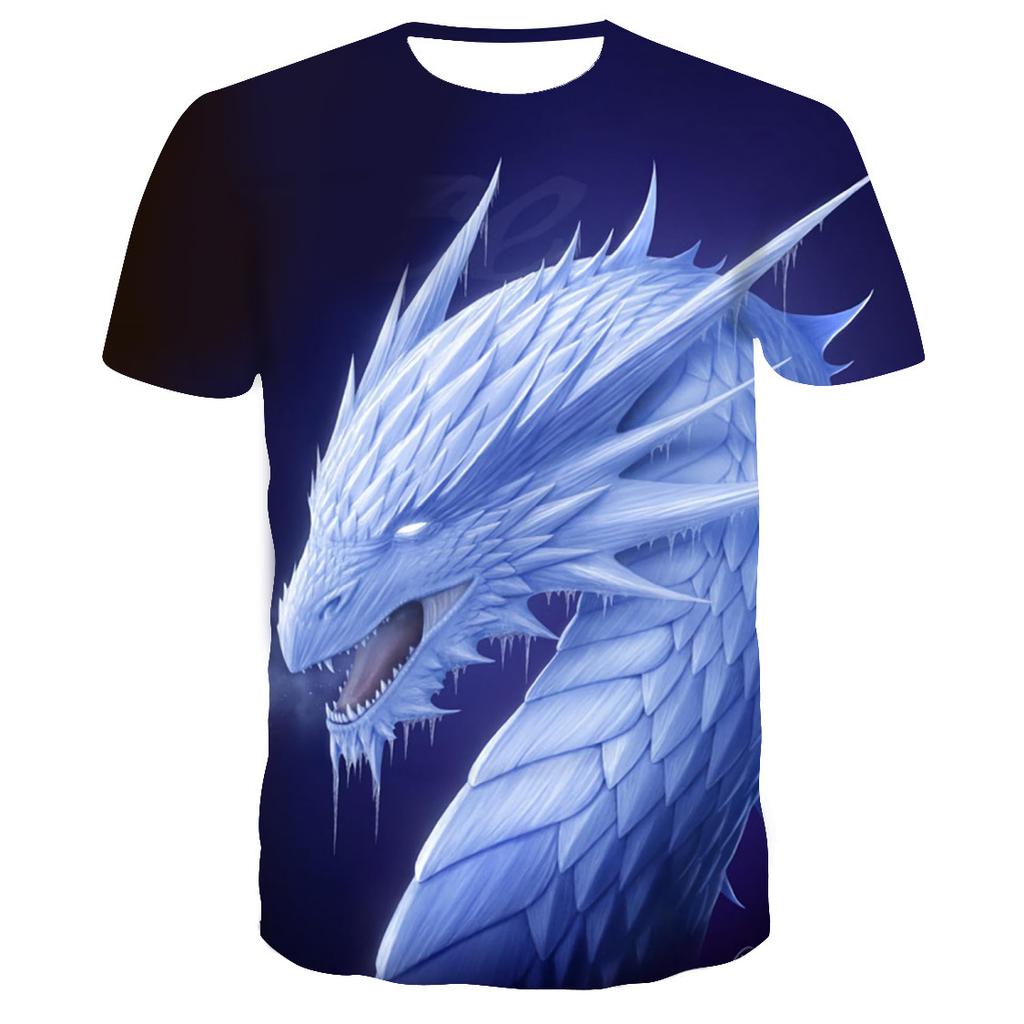 Round Neck Short Sleeve Streetwear Fly Dragon 3D T-shirt Men Women Printed Top Casual Couples Punk T Shirts