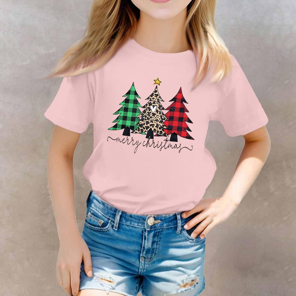 Christmas Day Toddler Girl Boy T-Shirts Kids Top Boys And Girls Printed Short Sleeved T-shirt