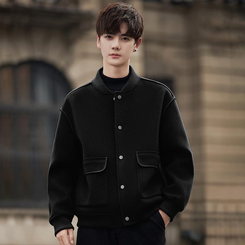 Wool Jacket Men's Spring and Autumn Double-sided Jacket Single-breasted Short Top Coat