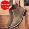 Мода Мода Мужская Обувь на Платформе Ботинки Челси 6 СМ Невидимая Внутренняя Увеличение Обуви Мужская Обувь для Увеличения Роста Новые Кожаные Мужские Ботинки