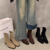 Zhike High-heeled Korean Small Ankle Boots Suede Martin Boots Women's Shoes 2025 New Autumn and Winter Square Head Thin Short Boots