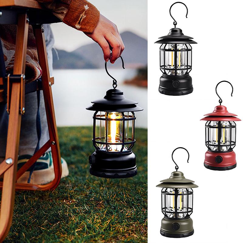 1PC LED Tent Light Outdoor Without Battery Retro Waterproof Portable Camping Lamp Super Bright for Hiking Fishing