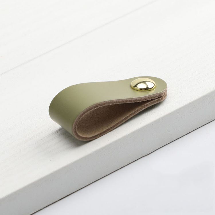 Furniture Wardrobe Head Layer Leather Pull Handles Children's Anti-Collision Cabinet Door Drawer Leather Handle