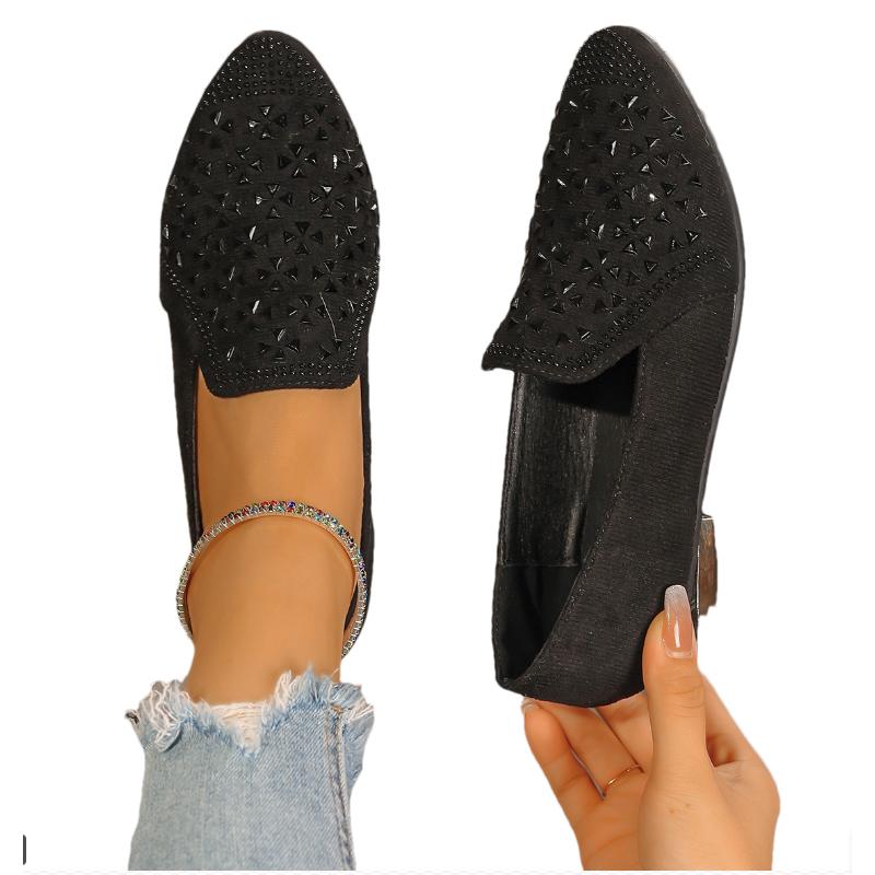 Модные женские замшевые мокасины с кристаллами, туфли с острым носком, балетки, осень 2024 г., дизайнерские новые повседневные туфли для прогулок, удобный бренд Femme Zapatos
