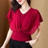 Elegant Pretty Chiffon Shirt Female Summer Thin Small Shirt Versatile Thin High-grade Short-sleeved Blouse