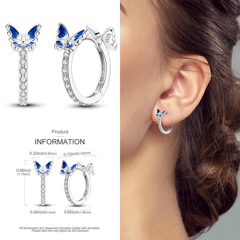2024 New Earring for Women 925 Silver Sparkling Star Butterfly Heart Tassels Feather Hoop Earrings Engagement Wedding Jewelry