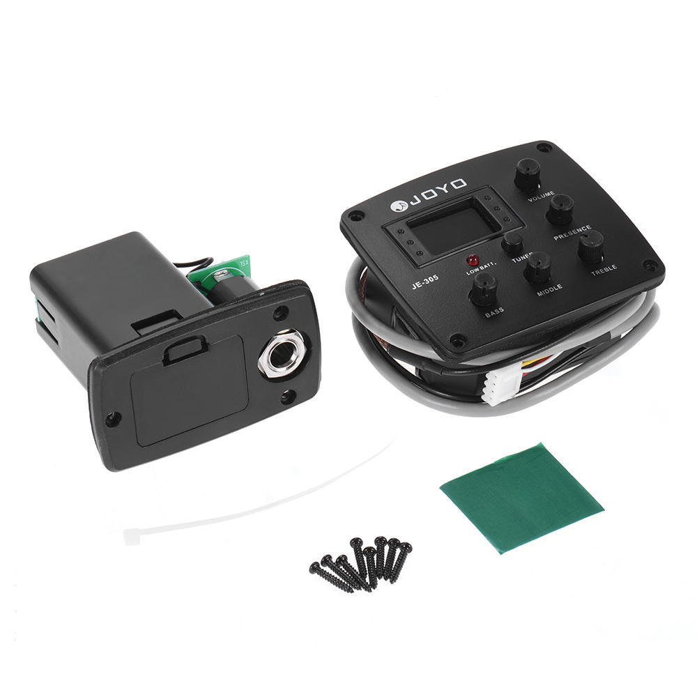 JOYO JE-305 Acoustic Guitar Piezo Pickup Preamp 4-Band EQ Equalizer Tuner System with LCD Display