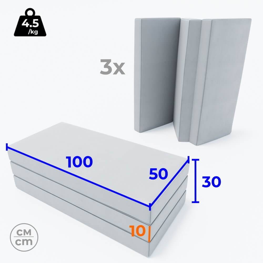 Гимнастический мат Comet 150x100x3 трехсекционный - оранжевый/желтый