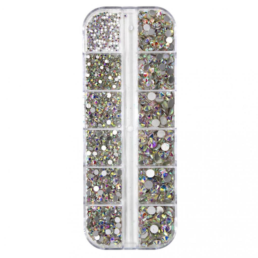 12 Grid 3D DIY Glitter Nail Art Rhinestone Sequins Decoration Manicure Tips