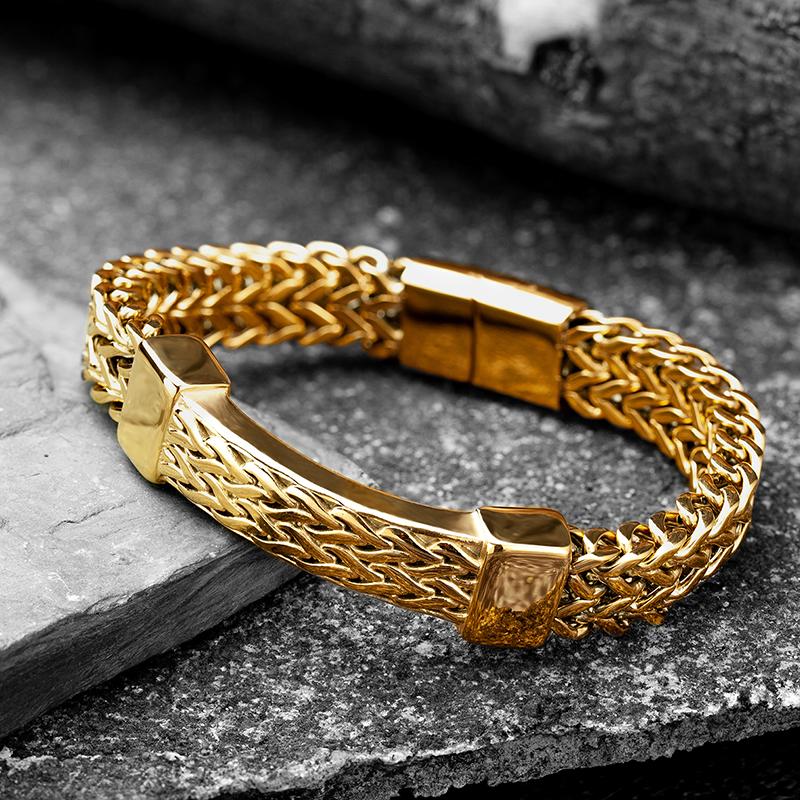 Браслеты Мужские звенья цепи на руку Хип-хоп браслет из нержавеющей стали Золотая цепь Стальной браслет Ювелирные изделия Подарки для мужчин Аксессуары