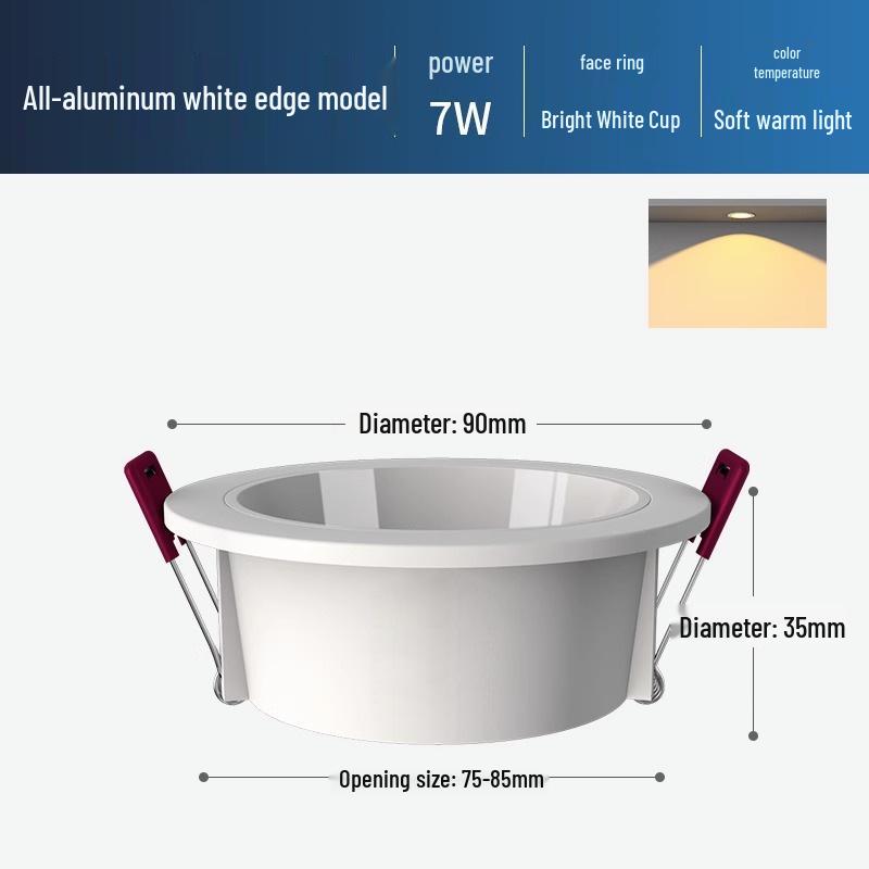 Ultra-Thin Anti-Glare Deep Cup Recessed Downlight for Living Room Ceiling