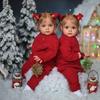 Realistic Reborn Toddler Doll Maggi 24'' 60 Cm Soft Cloth Body with PP Cotton Simulation Doll Wear Red Sweater Cute Baby Dolls for Kids Christmas Gift