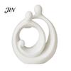 Soft Furnishing Accessories 3D Printed Abstract Holy Family Statue, Minimalist White Circular Embracing Art Sculpture, Modern Matte Ornaments