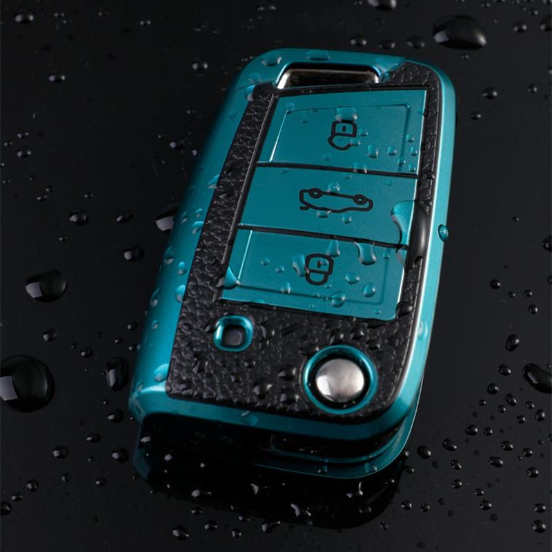 Для Volkswagen VW Polo Golf7 MK7 Tiguan для Skoda Octavia Kodiaq Karoq для Seat Ateca чехол для автомобильного ключа сумка-брелок защитный чехол