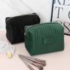 Zipper Travel Toiletry Bag Solid Color Cosmetic Pouch Portable Velvet Makeup Bag  Office
