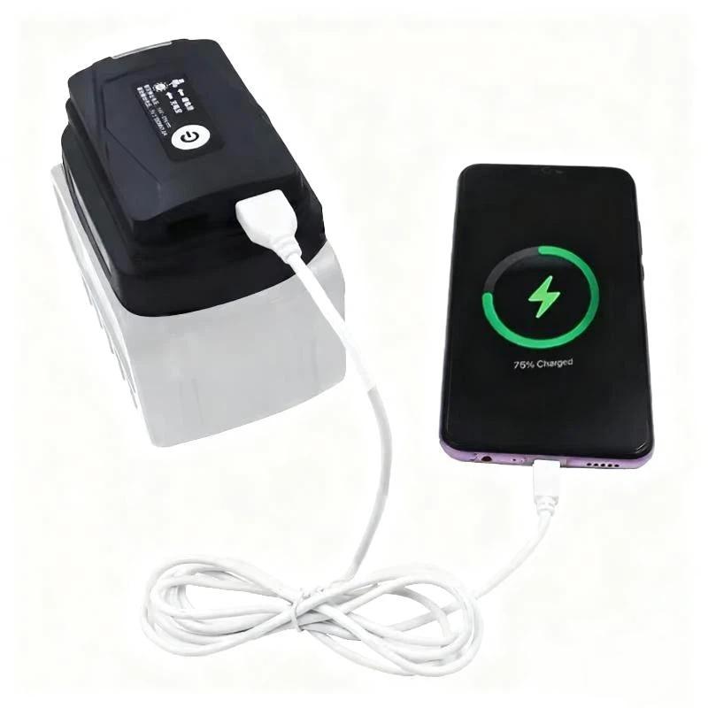 1 шт. Для 18 В литий-ионного аккумулятора Корпус-адаптер Двойные USB-порты Power Bank Зарядное устройство для телефона Светодиодный рабочий свет Преобразователь Лампа Фонарик