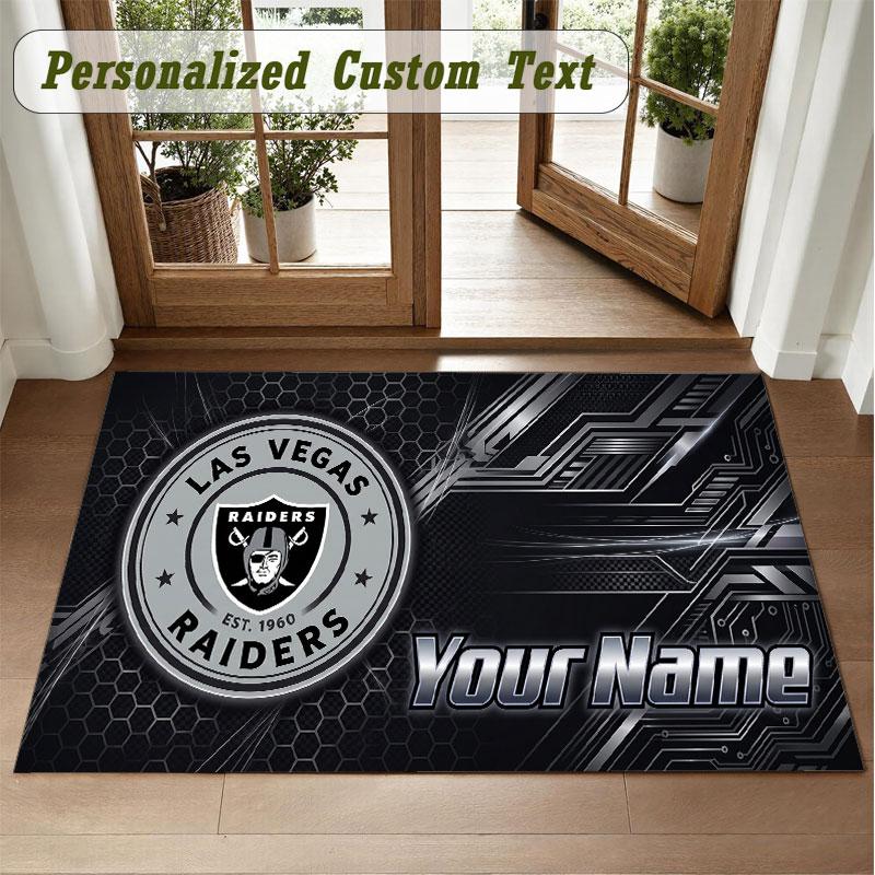 Crystal Velvet Square Rug Custom NameLas Vegas Raiders Pattern Non Slip Home Floor Decor Rug