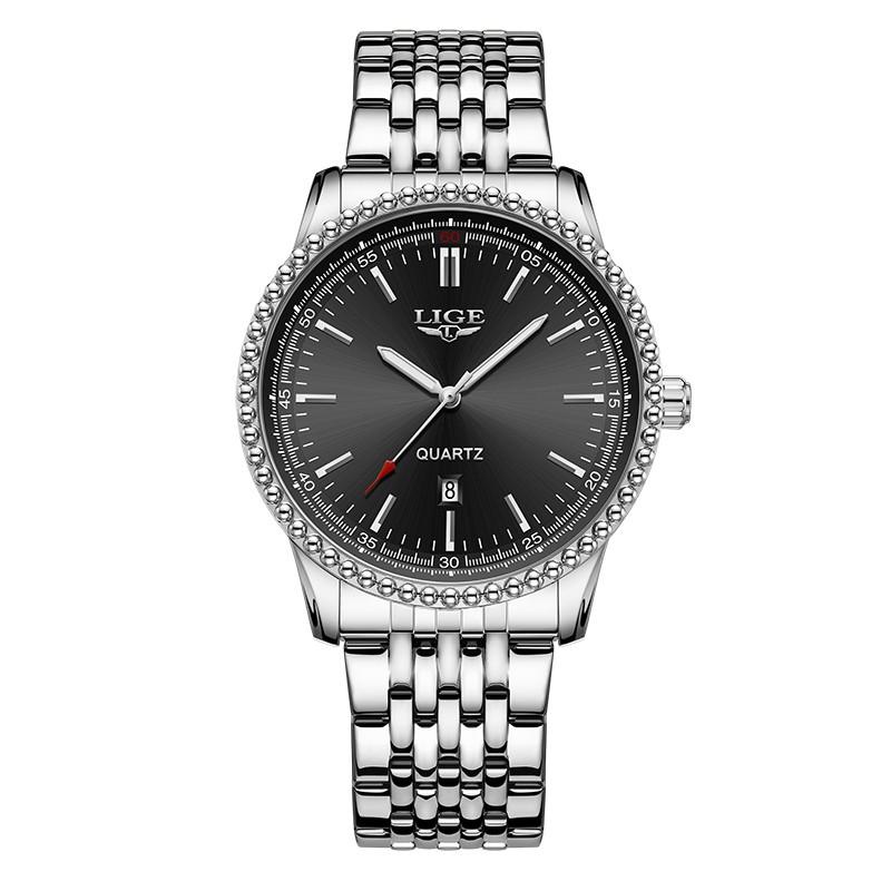 New Men Watch LIGE Top Brand Luxury Quartz Watches For Men Sport Waterproof Black Gold Chronograph Relogio Masculino+BOX
