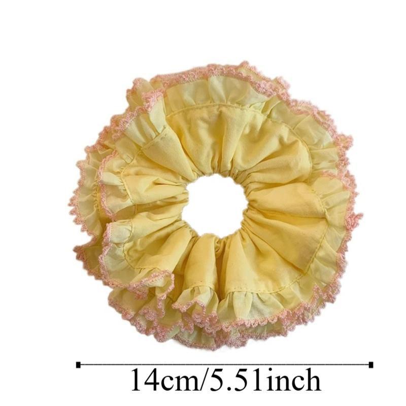 Creative Elastic Plaid Scrunchies Sweet Multilayer Large Lace Hair Tie Hair Rope Cloth Exaggerated Hair Ring Party
