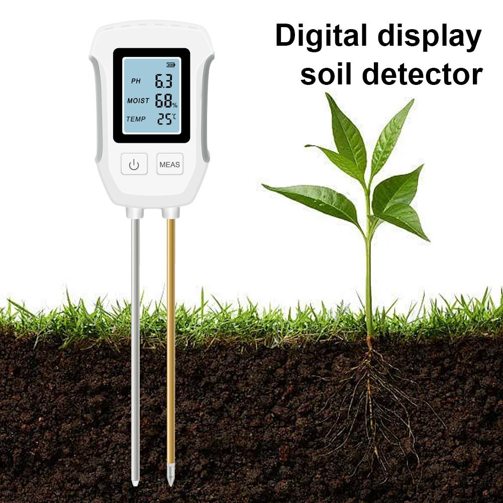 Digital LCD Soil Tester PH/Moisture/Temp 3.0-9.0 PH Meter Heat-resistant Metal Sensor Humidity Monitor for Flower Plants Garden