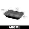 480/650/870ML Disposable Food Containers Black Kitchen Fridge Storage Box with Lids Leakproof Lunch Box for Fruit Salad Sandwich