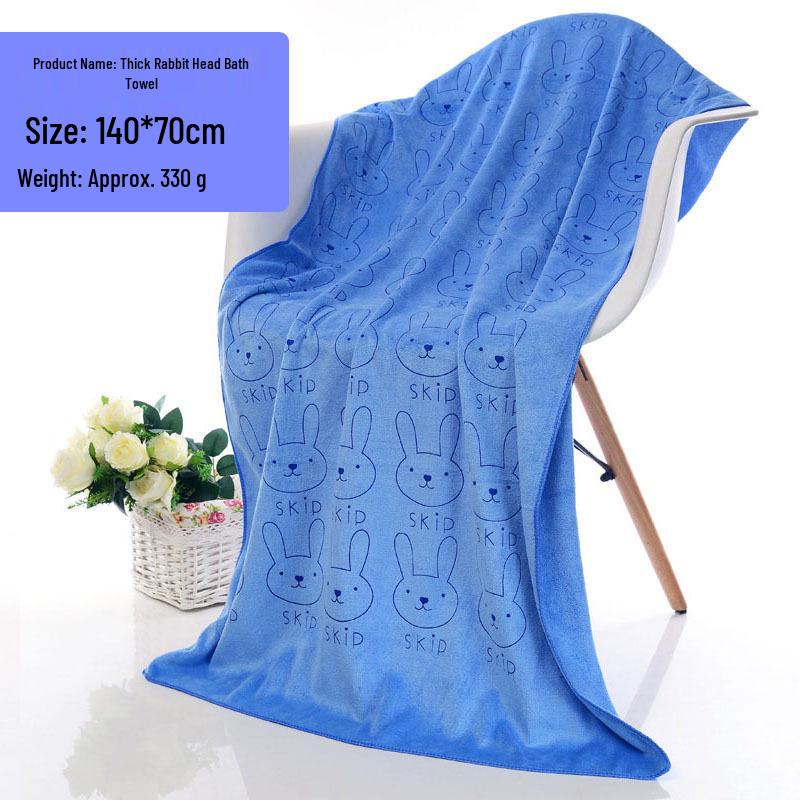 Пляжное полотенце из микрофибры с мультяшным кроликом - Впитывающее, Мягкое, Без ворса для взрослых