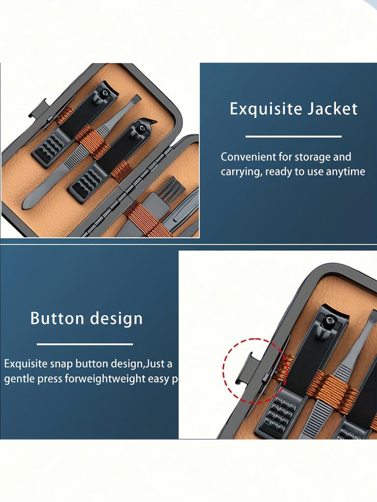 Luxury Nail Clipper Set - Stainless Steel Manicure Pedicure Kit in Case. Perfect Travel Gift for Men & Women.