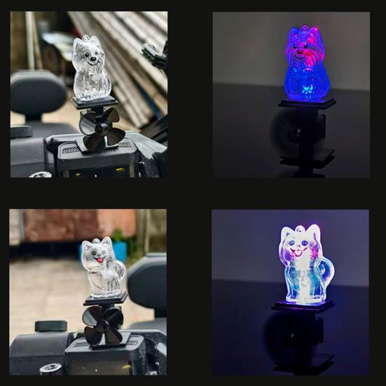 Декорация для мотоцикла Милая форма собаки Светодиодные огни на ветряной энергии Самозаряжающиеся ornaments на руль Аксессуар для велосипеда в форме собаки