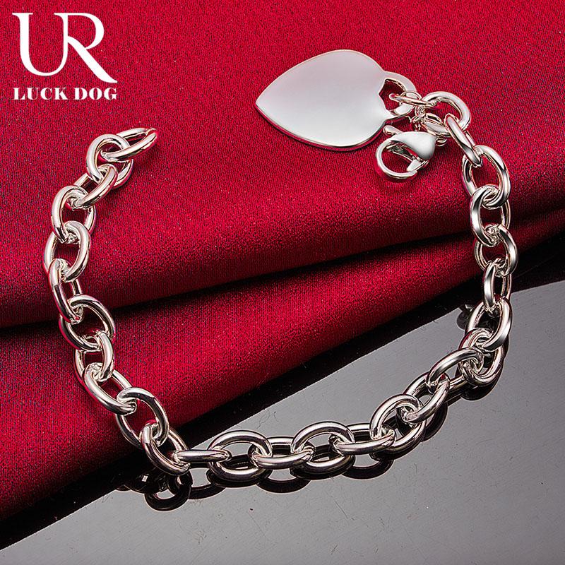 Браслет с подвеской в форме сердца из стерлингового серебра 925 пробы, модные свадебные украшения