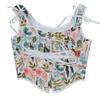 Women's Vest Printed Bra Retro  Front Strap U-neck Leaf Print