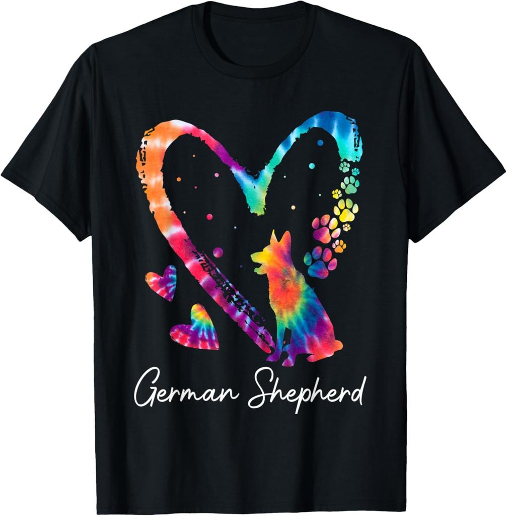 Love German Shepherd Tie Dye Rainbow Hippie Costume Dog T-Shirt