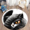 Black Cat Kawaii HD Printed Round Carpet for Living Room Rugs Camping Picnic Mats Flannel Anti-Slip Rug Yoga Mat Stranger Things