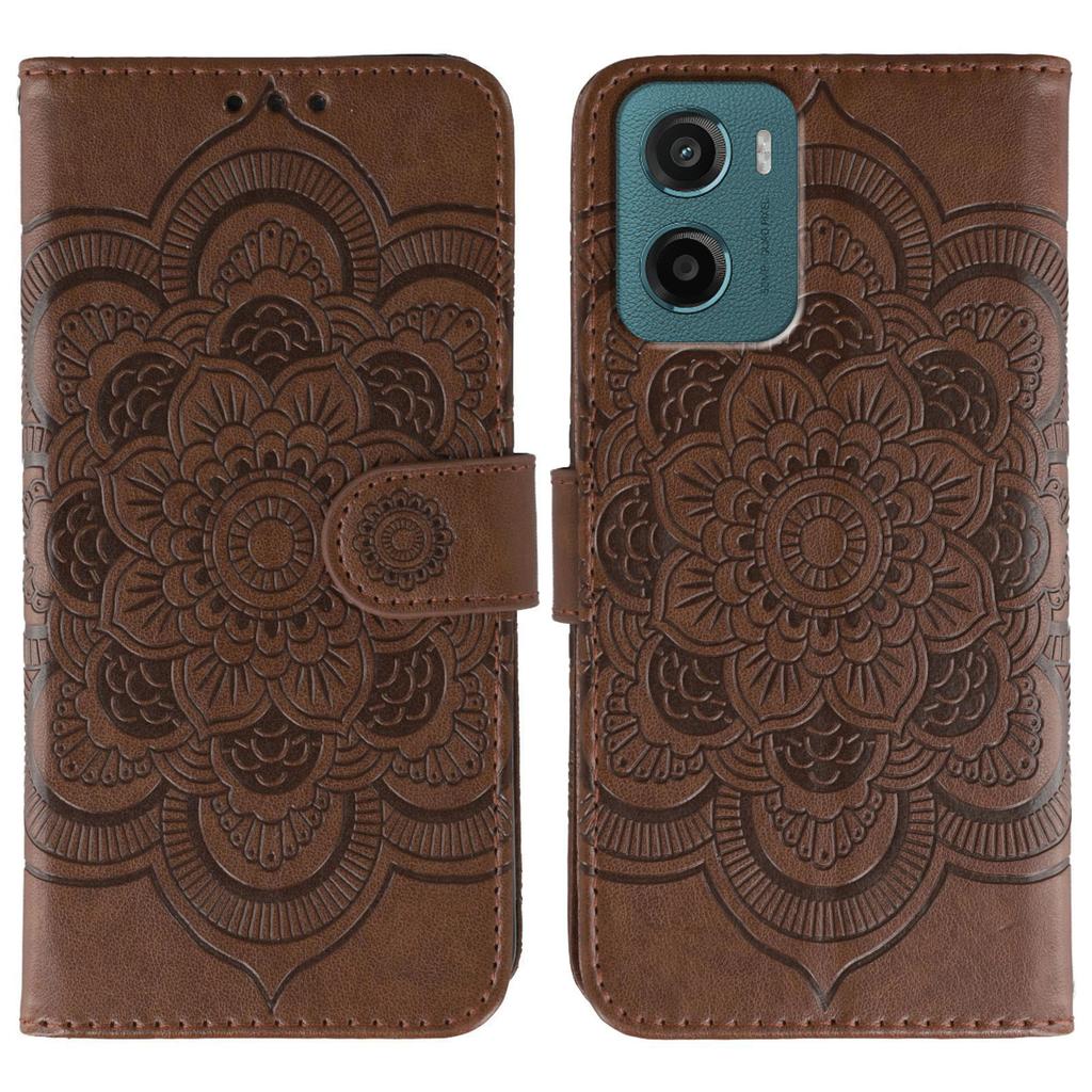 For Motorola Moto G05 4G Case PU Leather Mandala Imprinted Design Wallet Phone Cover