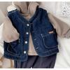 Детский зимне-осенний жилет для малышей, джинсовая жилетка, верхняя одежда без рукавов для девочек и мальчиков